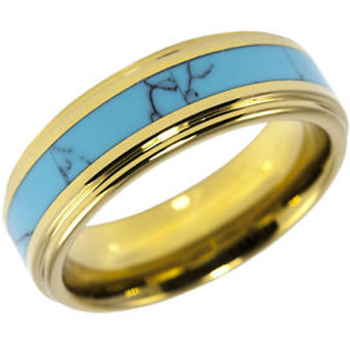 COI Tungsten Carbide Turquoise Wedding Band Ring - TG2573AA