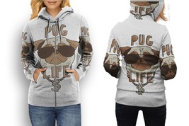 Pug Life   Womens Graphic Zipper Hooded Hoodie - £27.36 GBP+