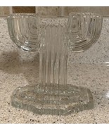 Anchor Hocking Queen Mary Clear Double Light Candlestick Holder Cactus R... - $4.99