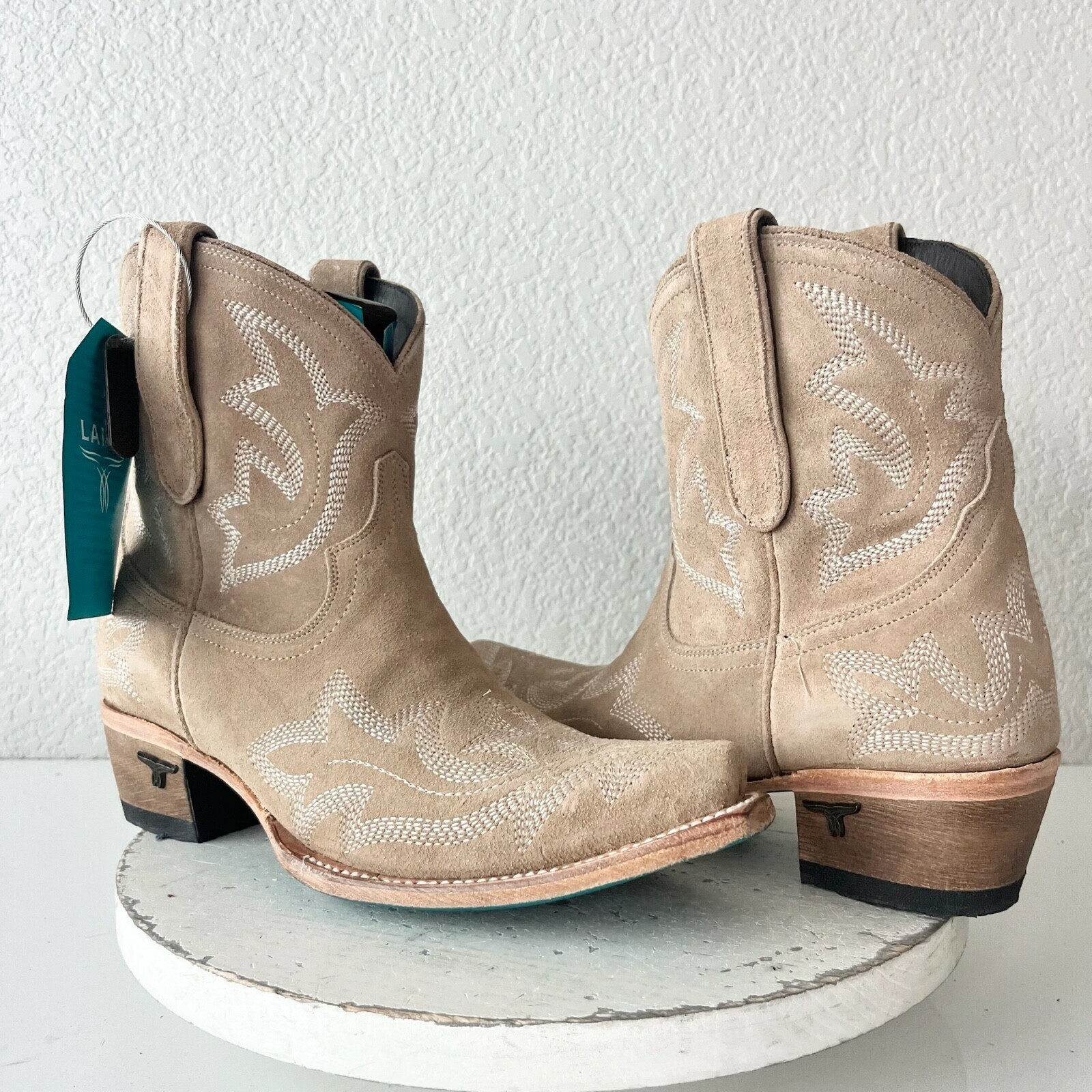 Lane LEXINGTON Womens Cowboy Bootie 9 Latte Suede Western Cowgirl Short ... - $222.75