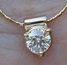 2Ct Round Cut Simulated Moissanite Solitaire Pendant  14K Yellow Gold Plated 18&quot; - £32.87 GBP