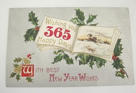 Antique New Year Wishes Postcard 1909 Printed in Germany Posted w US 1¢ Stamp - £4.50 GBP