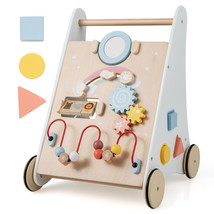 Wooden Baby Walker Baby Activity Center with Mirror Shape Sorter for 1+ Year Old - £63.70 GBP