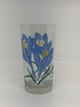 VTG &quot;Spring Crocus&quot; Peanut Butter Drink Glass Tumbler With Blue Floral D... - $18.48