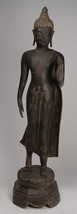 Ancien Thai Style Chiang Saen Bronze Marche Statue de Bouddha - 147cm/59 &quot; - £6,200.74 GBP