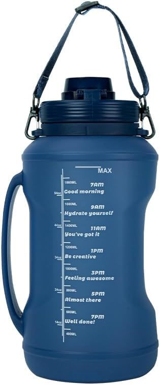 Sports Water Bottle with Time Marker BPA Free Non Toxic Leak proof Motivational  - £19.82 GBP