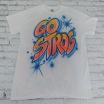 Astros Airbrushed T Shirt Mens Medium White Short Sleeve H Town Mattress Mack - £18.87 GBP