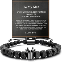 Bracelets Gifts for Men, Natural Stone Crown Cross Bracelet Valentine&#39;S ... - $25.17