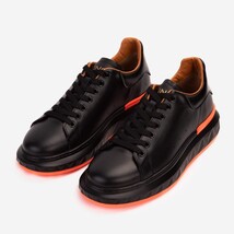 The Linq Black & Orange Leather Men Sneaker image 8