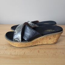 Vionic Montego Black Snake Print Comfort Wedge Orthoheel Slide Sandals S... - $24.74