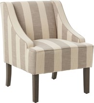 Homepop Velvet Swoop Arm Accent Chair, Grey Awning Stripe - £210.04 GBP