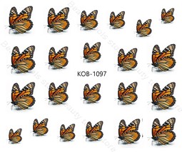 Nail Art Water Transfer Stickers Decal beautiful Monarch butterfly KoB-1097 - £2.37 GBP