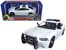 2011 Dodge Charger Pursuit Police Car White w Flashing Light Bar, Front Rear Lig - $52.22