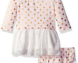 NWT Kensie Baby Girls Pink Gold Heart Print Tutu Dress 18 M Valentine&#39;s Day - £7.16 GBP