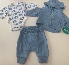 NEW Mighty Goods Baby Boys 3 Piece Set Outfit Pants Bodysuit Hoodie Preemie - $12.47