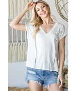 Women&#39;s Short Sleeve V Neck Top - $29.68 CAD