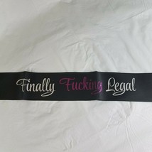 18th or 21st Birthday party Finally Legal Sash Adult Black Pink Glitter - £7.93 GBP