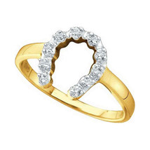 14k Yellow Gold Diamond-accent Womens Small Horse shoe Lucky Ring 1/20 Cttw - £141.85 GBP