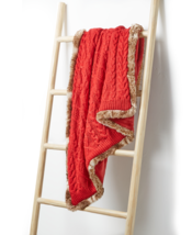 Martha Stewart Collection Sweater Knit Faux Fur Trim Throw 50 x 60 in. - £77.85 GBP