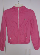 HOLLISTER LADIES HOODED PINK POLYESTER ZIP JACKET-JR S-GENTLY WORN - $11.29