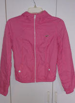 HOLLISTER LADIES HOODED PINK POLYESTER ZIP JACKET-JR S-GENTLY WORN - £9.00 GBP