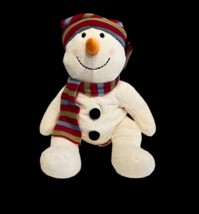 Russ Berrie Snowdin 20&quot; Snowman Red Striped Scarf Hat Beanbag Plush Stuffed 2019 - £20.99 GBP