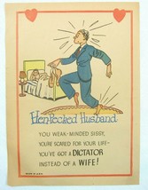 Vintage Vinegar Valentine Hen-Pecked Husband Penny Dreadful Insult Poem Ephemera - £7.85 GBP