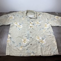 Tommy Bahama Shirt Mens Large Yellow Short Sleeve Button Up  Hawaiian - £13.97 GBP