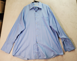Joseph Abboud Dress Shirt Men Size 17.5 Blue Striped Cotton Collared Button Down - £14.89 GBP