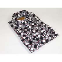 Men 100% Cotton Sport Shirt CIERO MONTERO Turkey Dress/Casual #5055-01 Black/Red image 4