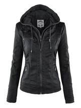 Motorcycle Jacket Black Outerwear faux leather PU Jacket - £66.95 GBP