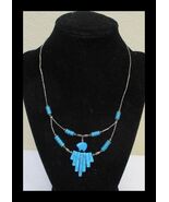 Faux Turquoise Southwest Style Necklace Fringe Dangle 17&quot; - €17,01 EUR