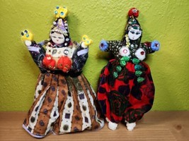 2 Vintage Turkish Soganli Folk Art Dolls w/Traditional Costume Mother &amp; Babies - $68.64