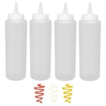 4 Pk Condiment Squeeze Clear Plastic Bottles 15Oz Mustard Ketchup Mayo B... - $25.99