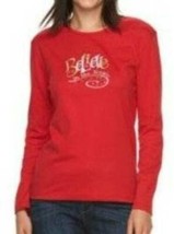 Womens Shirt Christmas Believe In The Magic Red Long Sleeve Crew MCC Sports-sz M - £14.01 GBP