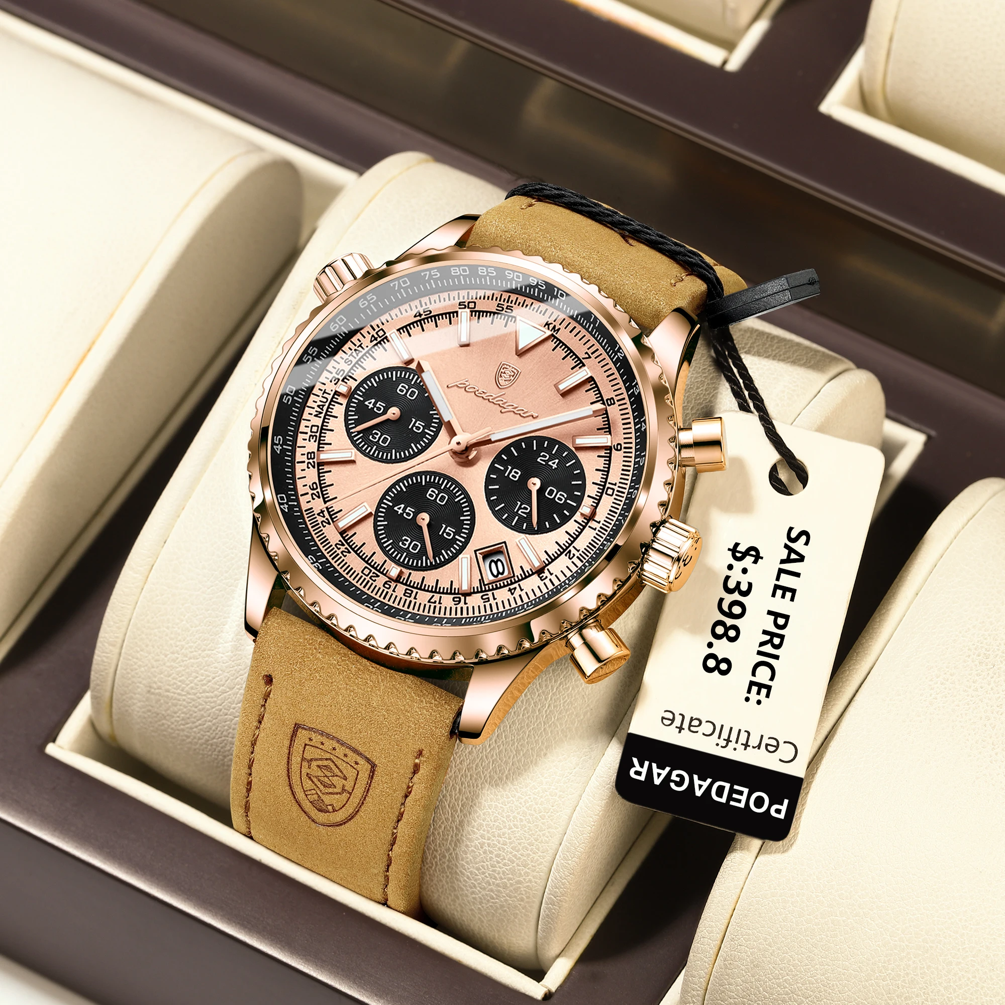 Luxury Man Watch Quartz Waterproof Luminous Date Chronograph Leather Me - $24.64