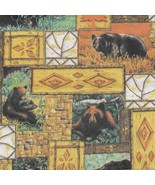 1.5 yd Black Bear Mountain Fabric Cotton Springs Creative Wildlife Woods... - $13.51 CAD