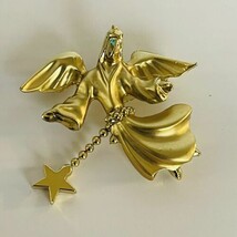 Vintage Signed Gigi GIUSTI Gold Tone Christmas Angel Star Brooch Pin #J1 - £11.36 GBP