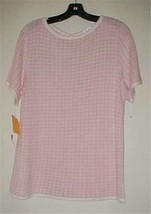 Pink/White Check Short Sleeve Pullover Sweater Small NEW - $12.16