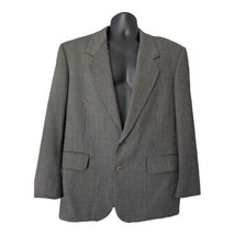 ALFANI mens charcoal gray plaid 100% WOOL sport coat jacket blazer 42R S... - £26.61 GBP