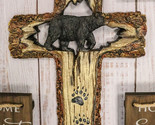 Rustic Western Black Bear With Paw Prints Faux Wood Wall Cross Decor Plaque - £26.77 GBP