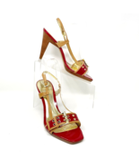 Audrey Brooke Womens Red Patent Leather Slingback Buckle Dress Heel Size... - $477.34 MXN