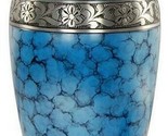 Large/Adult 200 Cubic Inch Metal Aqua Blue Cloud Funeral Cremation Urn f... - $164.99