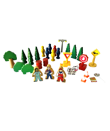 Lot 35 Wood &amp; Plastic Toy  Traffic Signs Trees People Thomas Train Acces... - £23.06 GBP