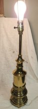 Vintage Heavy Brass Candlestick Lamp 29&quot; tall 6&quot; Base Table Desk Light - £39.10 GBP