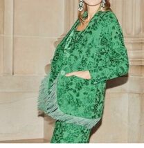 Eddy Herta Embroidered Fringe Emerald Green Blazer NWT Plus Size XXL - $391.05