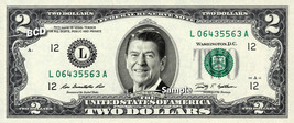 Ronald Reagan On Real Two Dollar Bill Cash Money Collectible Memorabilia Celebri - £9.61 GBP