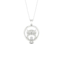 S925 Sterling Silver 0.05Ct TDW Diamond Owl Solitaire Necklace - £94.51 GBP