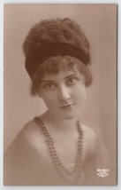RPPC Beautiful Flapper Girl In Headband And Bead Necklace Portrait Postcard A36 - £15.94 GBP