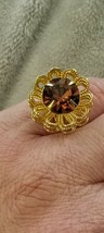 Sarah Coventry Vintage Marigold Ring Goldtone Topaz Flower Size 6/7 - £18.64 GBP
